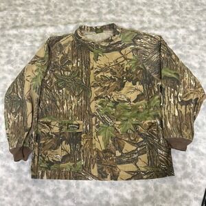 Spartan Real Tree Mens Flannel Jacket L Camo Hunting Button Front Cargo